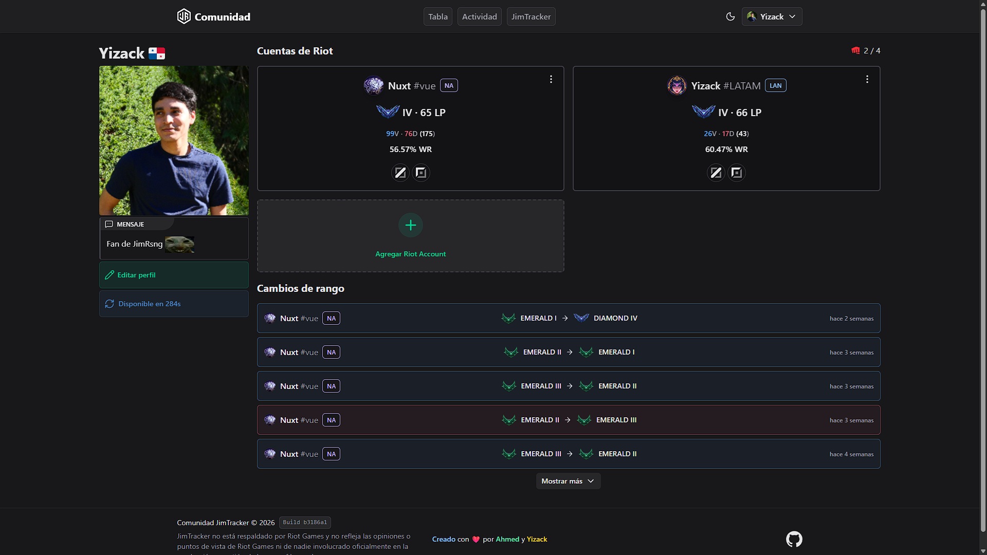 Profile page