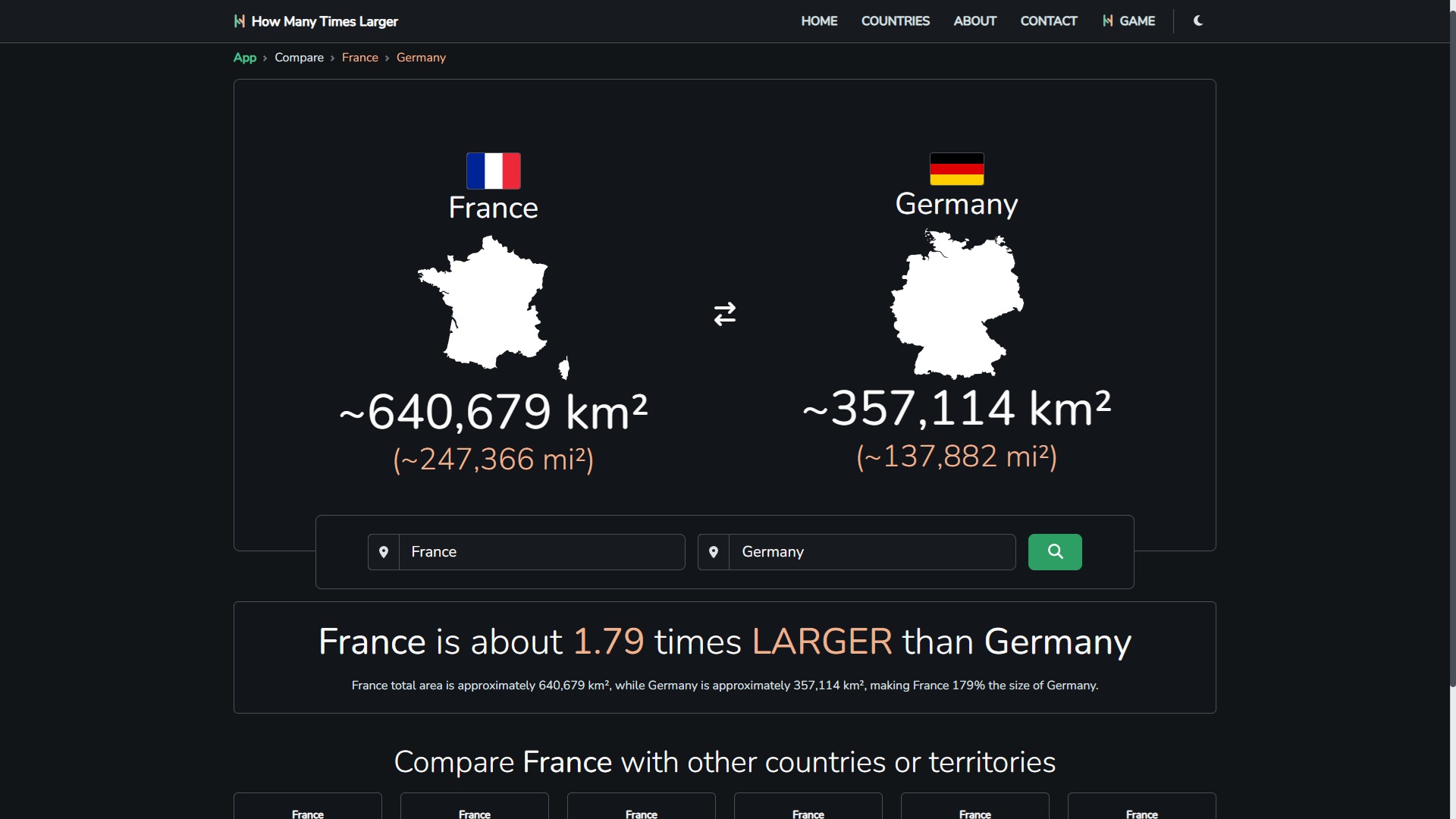 Compare page